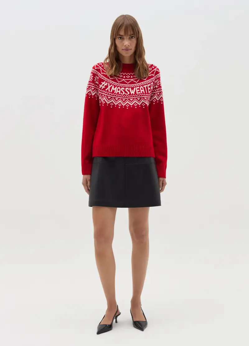 OVS , Christmas Jumper "#xmas Sweater", Donna, Rosso
