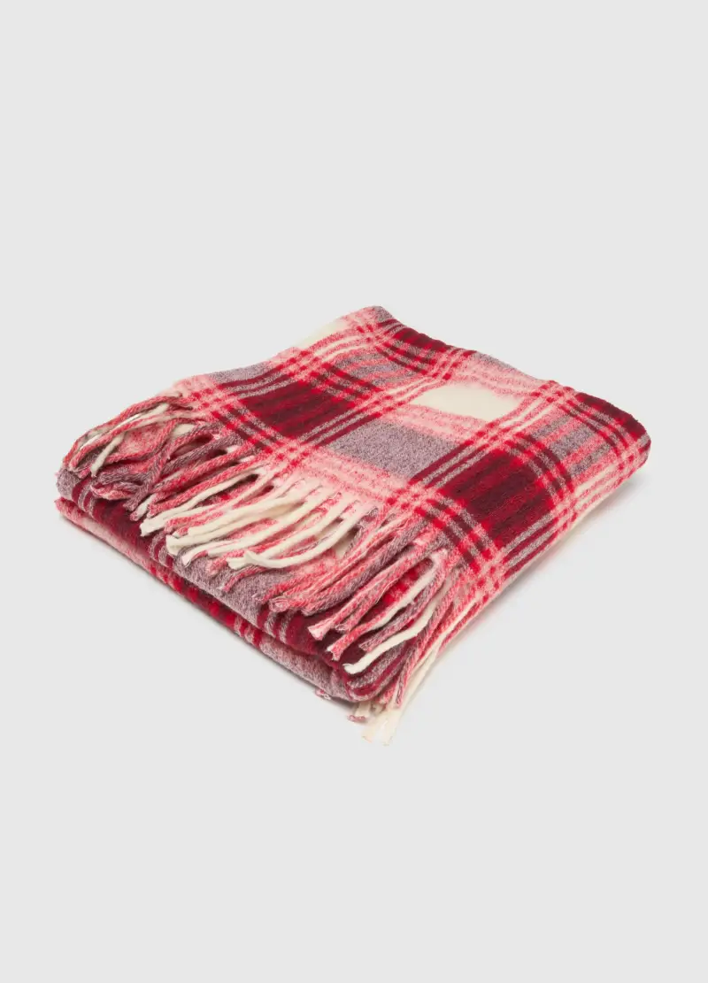 OVS , Coperta In Misto Lana A Quadri Multicolor Con Frange, Donna, Multicolor