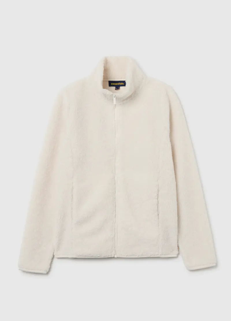 OVS , Felpa Bianca Regular Fit Con Zip, Donna, Bianco