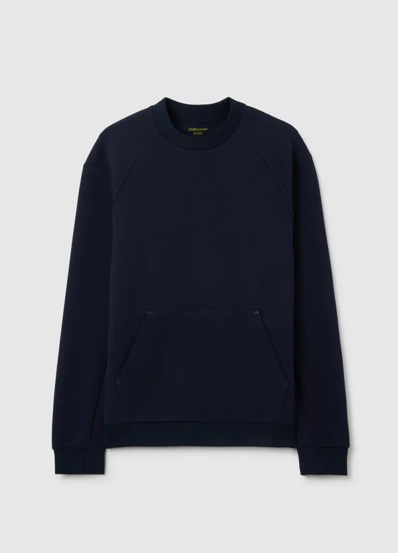 OVS , Felpa Blu Ovs Perform In Misto Cotone Con Tasca Anteriore, Uomo, Blu