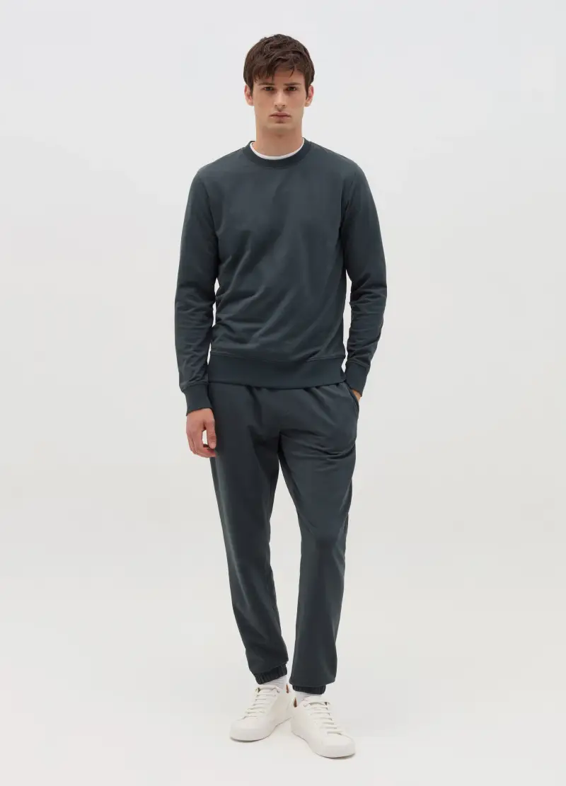 OVS, Felpa Con Scollo Rotondo, Uomo, Verde miniatura 2