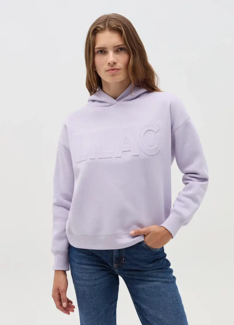 OVS, Felpa Essential Con Scritta In Rilievo, Donna, Viola miniatura 2