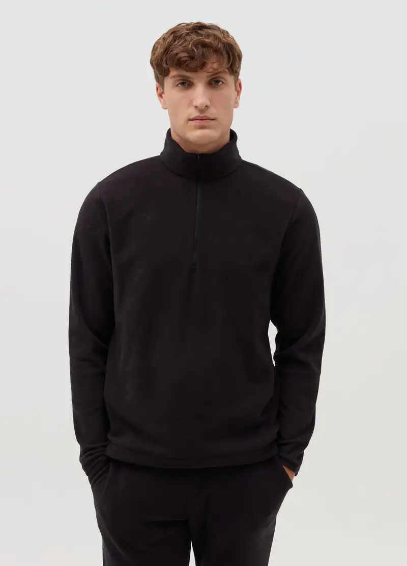 OVS , Felpa Half-zip In Pile, Uomo, Nero