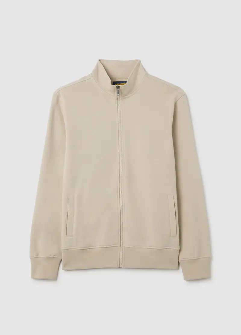 OVS , Felpa In Misto Cotone Beige Con Zip, Uomo, Beige