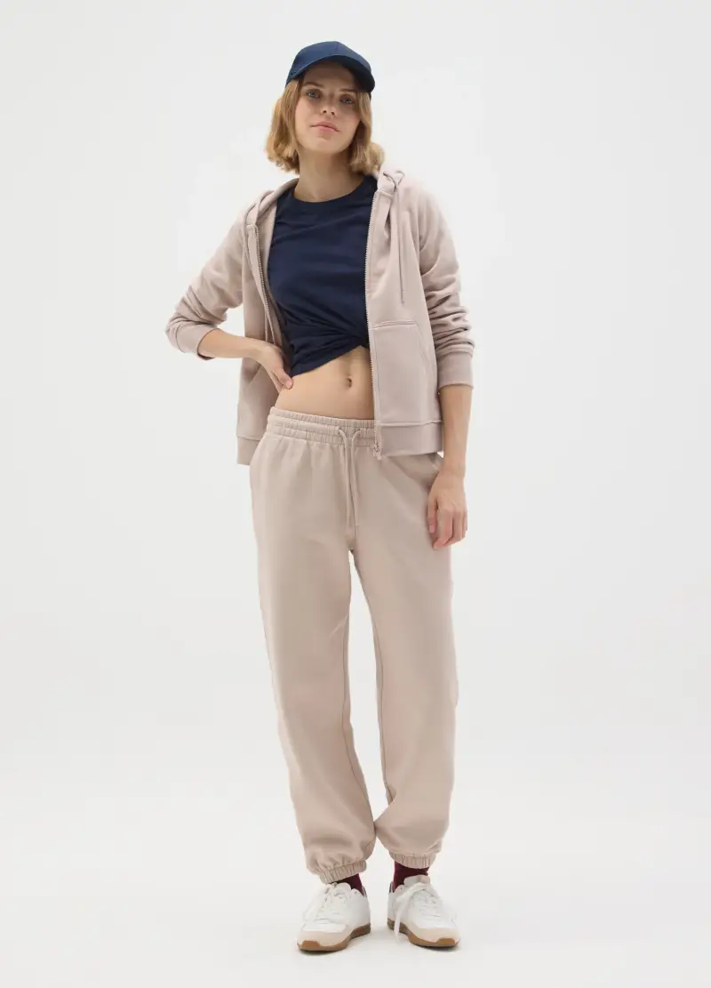 OVS, Felpa In Misto Cotone Beige Regular Fit, Donna, Beige miniatura 2