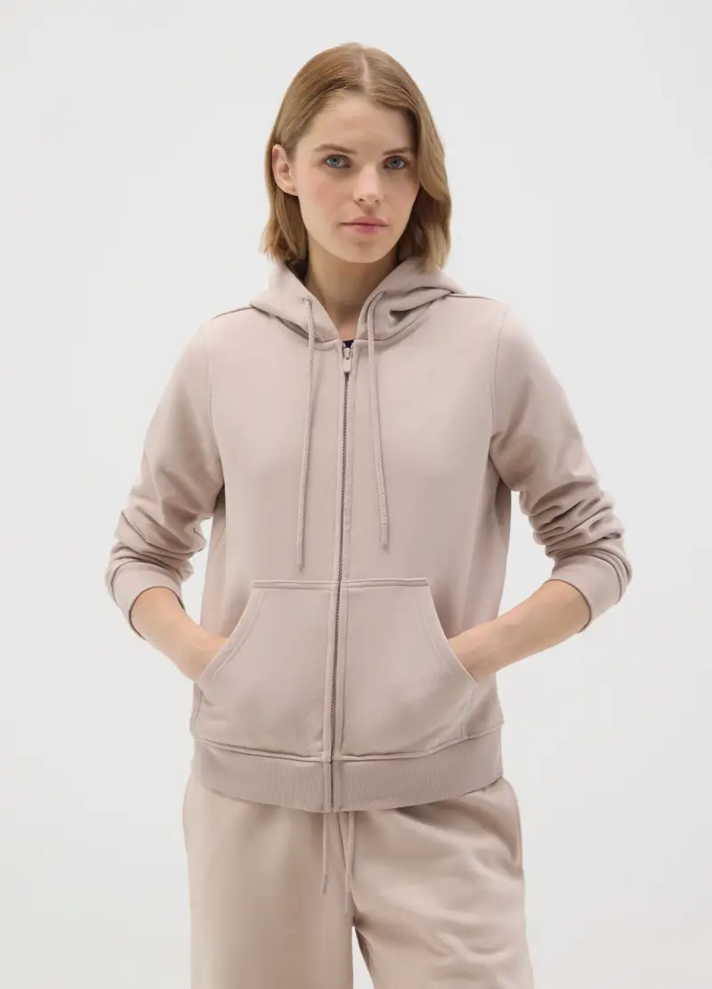 OVS, Felpa In Misto Cotone Beige Regular Fit, Donna, Beige