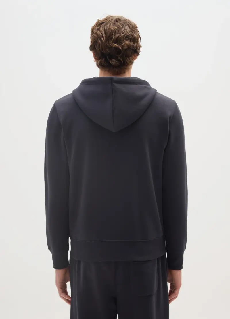 OVS, Felpa In Misto Cotone Blu Regular Fit Con Zip, Uomo, Blu miniatura 3