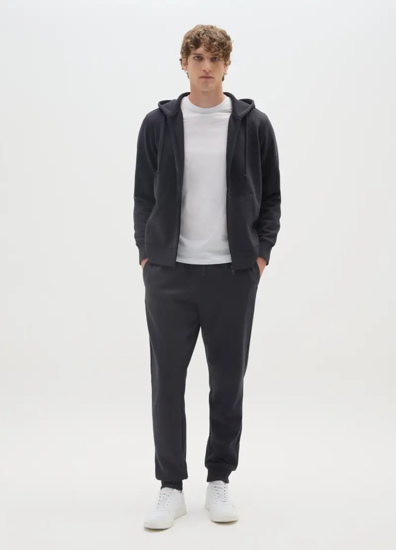 OVS , Felpa In Misto Cotone Blu Regular Fit Con Zip, Uomo, Blu