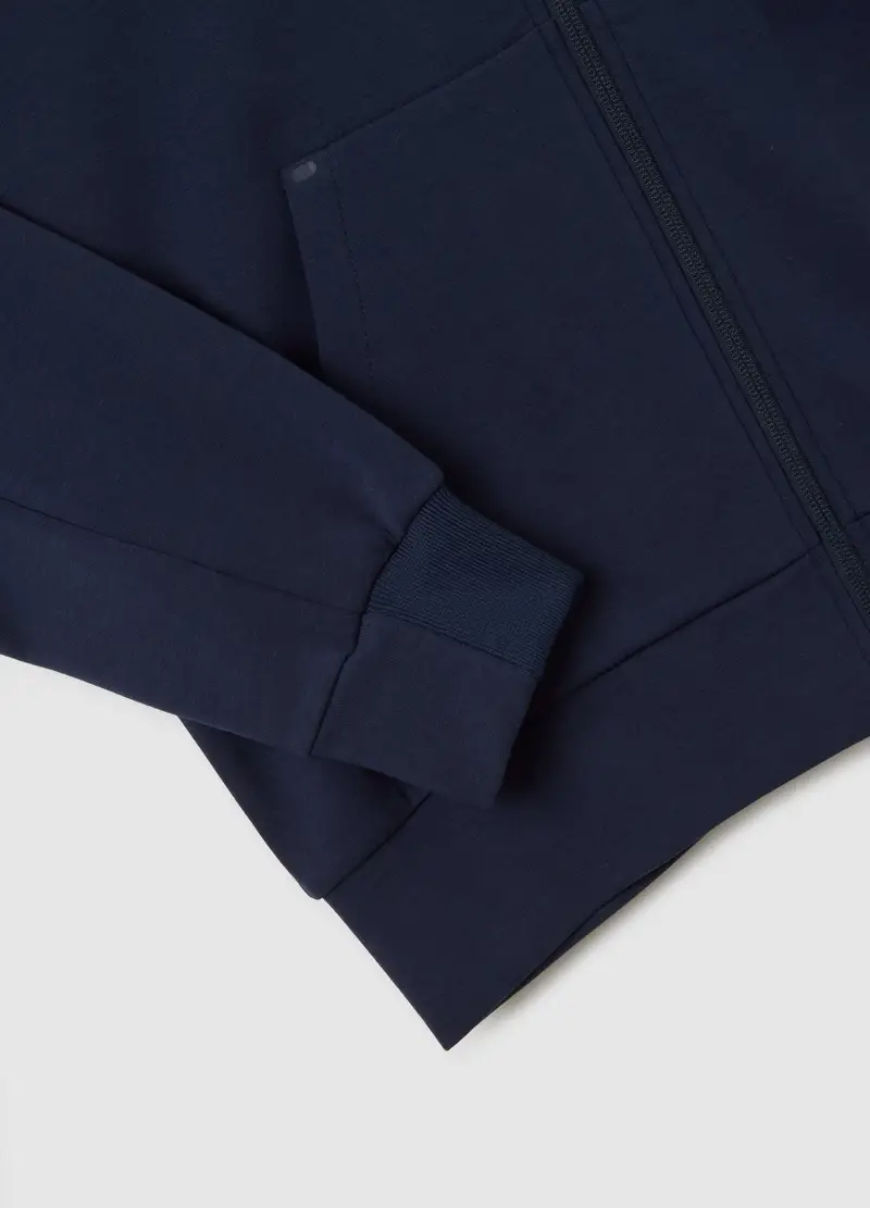 OVS, Felpa In Misto Cotone Blu Regular Fit Con Zip, Uomo, Blu miniatura 2