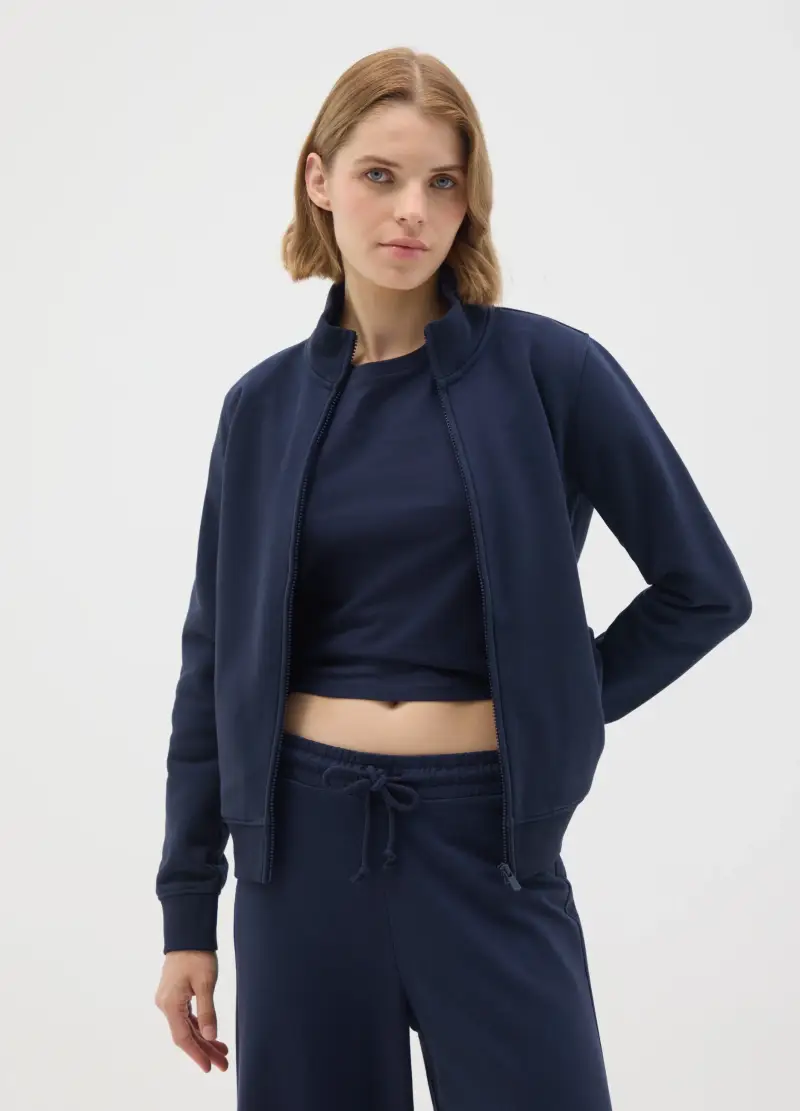 OVS, Felpa In Misto Cotone Blu Regular Fit, Donna, Blu