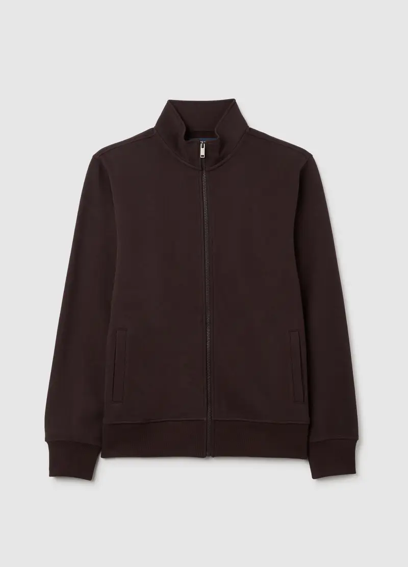 OVS , Felpa In Misto Cotone Marrone Con Zip, Uomo, Marrone