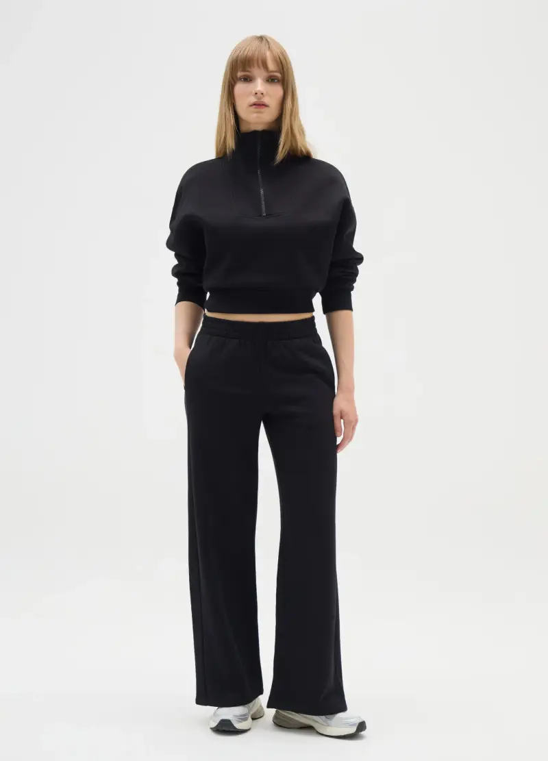 OVS, Felpa In Misto Cotone Nera Regular Fit, Donna, Nero miniatura 2