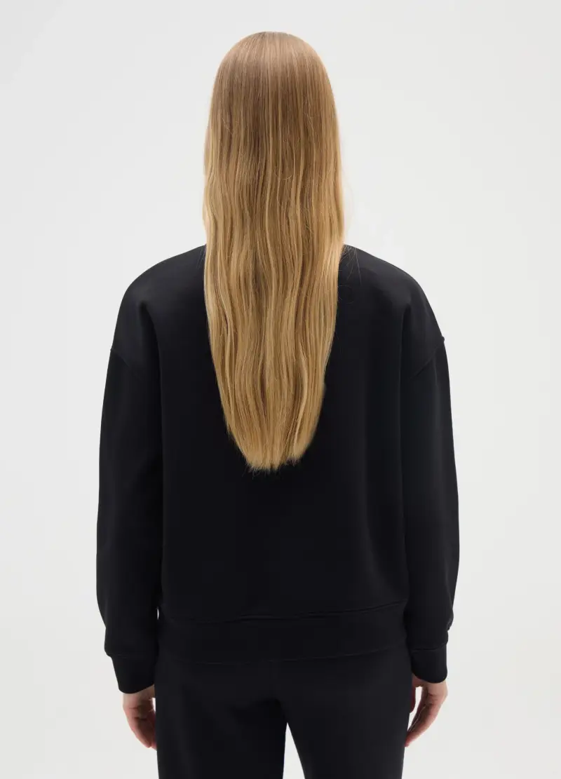 OVS, Felpa In Misto Cotone Nera Regular Fit, Donna, Nero miniatura 3