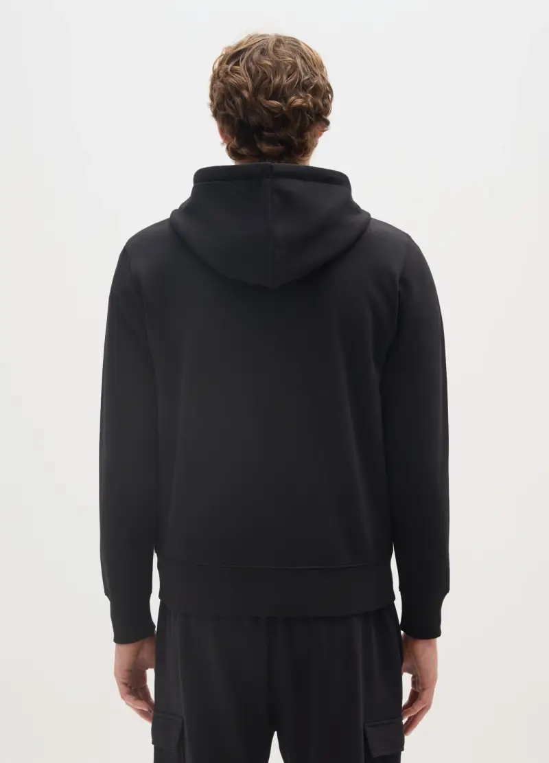 OVS, Felpa In Misto Cotone Nero Regular Fit Con Zip, Uomo, Nero miniatura 3