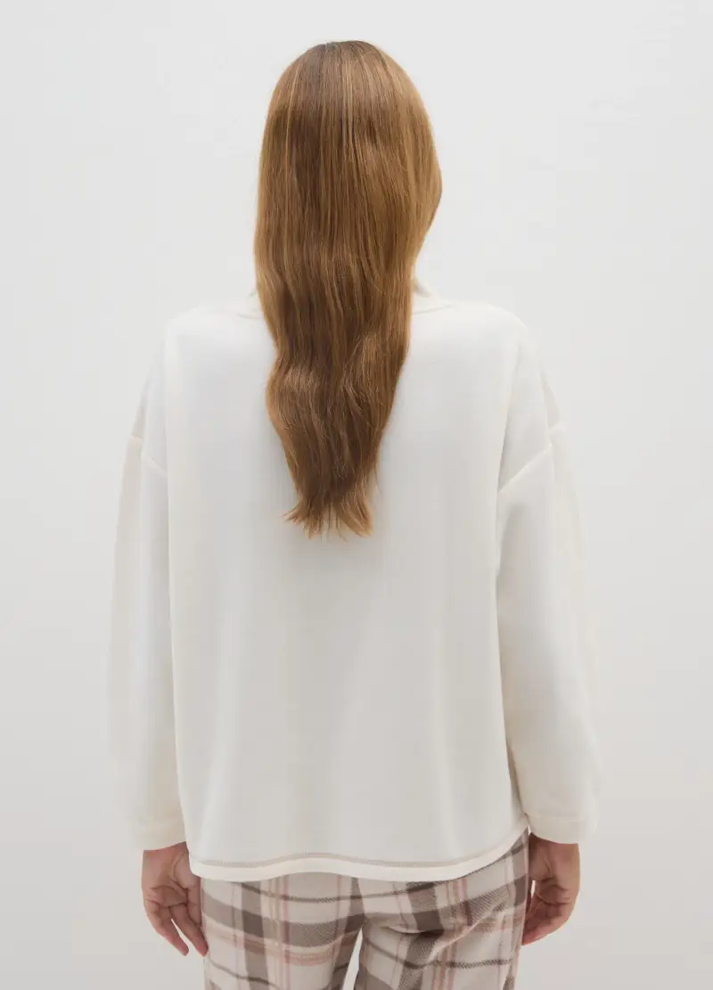 OVS, Felpa In Pile Bianca Regular Fit Con Ricamo, Donna, Bianco miniatura 3