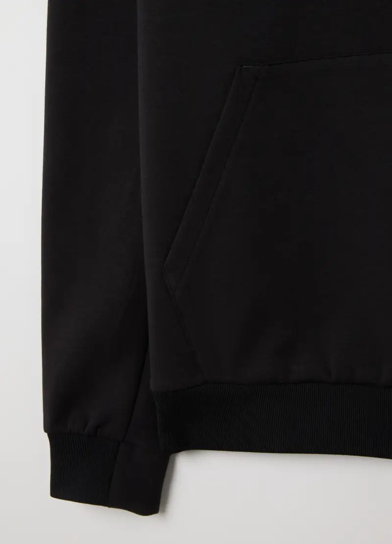 OVS, Felpa Ovs Perform In Misto Cotone Nero Con Tasca Anteriore, Uomo, Nero miniatura 2