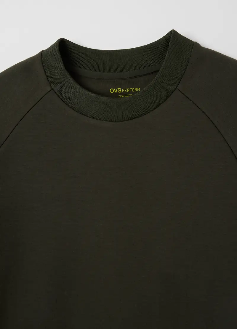 OVS, Felpa Ovs Perform In Misto Cotone Verde Con Tasca Anteriore, Uomo, Verde miniatura 2