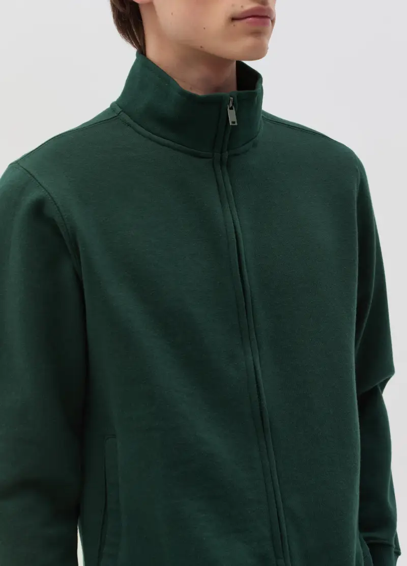 OVS, Full-zip In Felpa A Collo Alto, Uomo, Verde miniatura 3