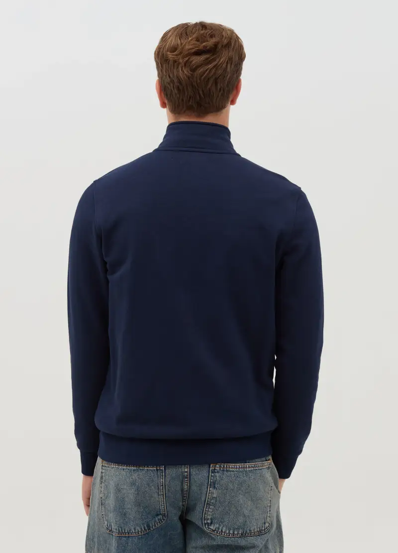 OVS, Full-zip In French Terry A Collo Alto, Uomo, Blu miniatura 3