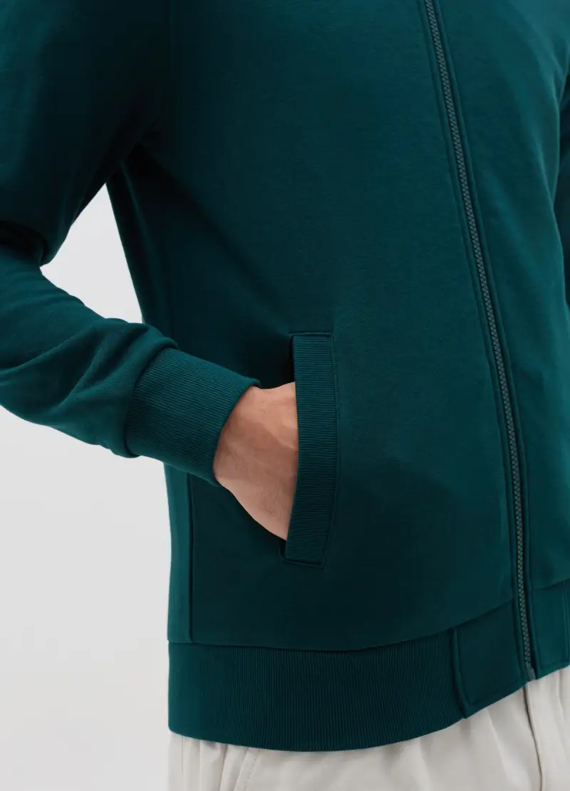 OVS, Full-zip In French Terry A Collo Alto, Uomo, Verde miniatura 3