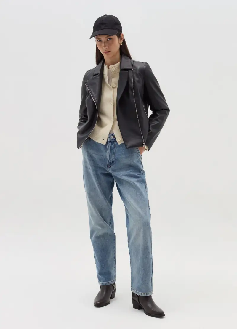 OVS , Giacca Chiodo Effetto Lucido Con Zip, Donna, Nero