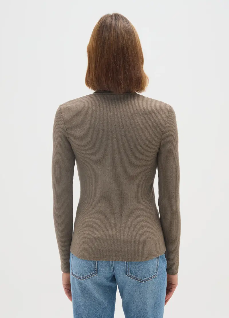 OVS, Maglia A Collo Alto Marrone Regular Fit, Donna, Marrone miniatura 3