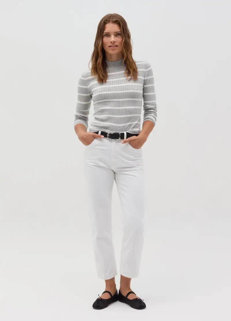 OVS , Maglia A Coste Piatte Fantasia A Righe, Donna, Multicolor