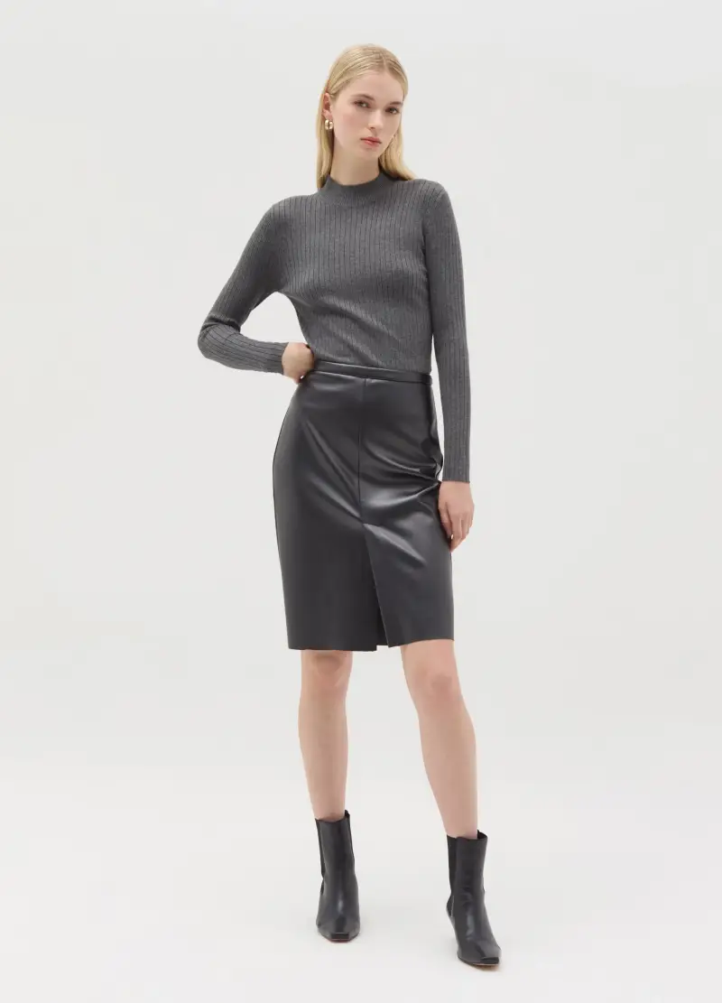 OVS , Maglia A Coste Piatte Mock Neck, Donna, Grigio