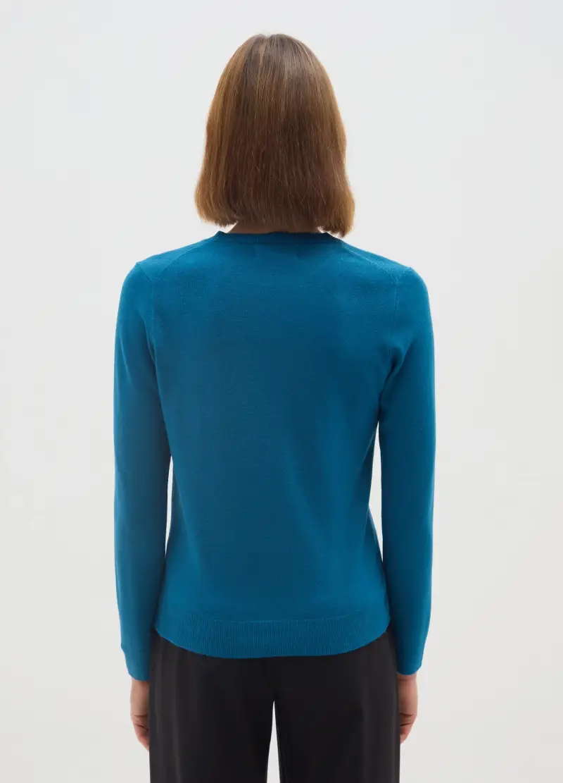 OVS, Maglia A Girocollo Azzurra Regular Fit, Donna, Azzurro miniatura 3