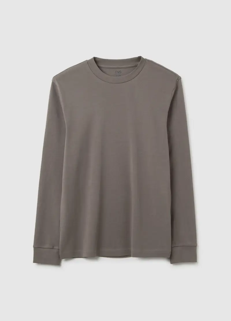 OVS, Maglia A Maniche Lunghe Da Ragazzo In Puro Cotone Grigia, Uomo, Grigio