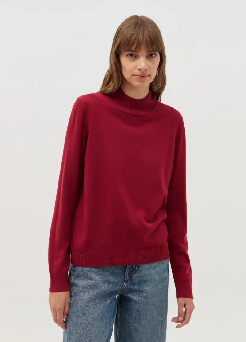 OVS, Maglia A Maniche Lunghe Mock Neck, Donna, Rosso miniatura 2