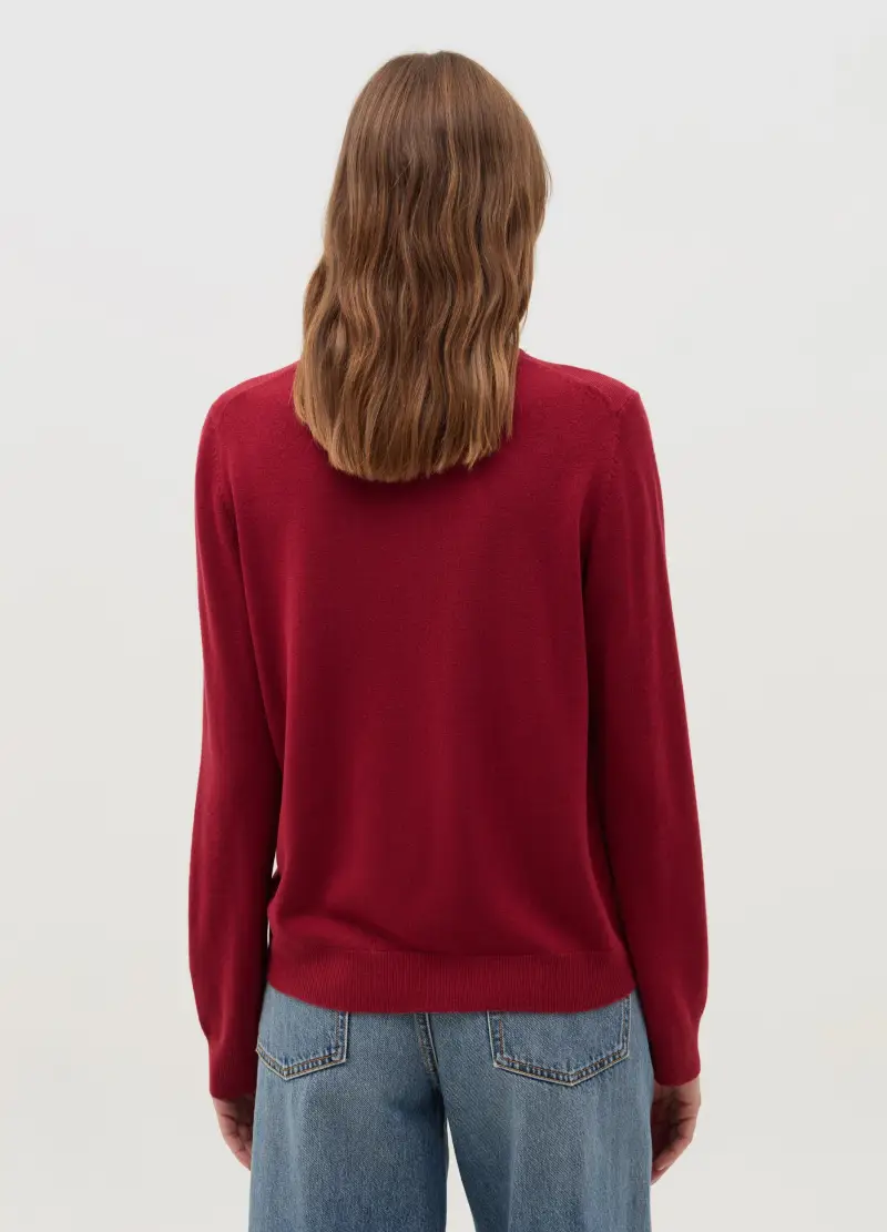 OVS, Maglia A Maniche Lunghe Mock Neck, Donna, Rosso miniatura 3