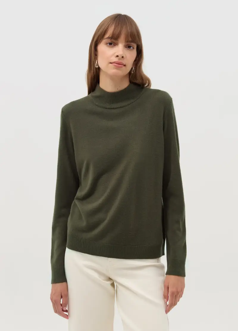 OVS, Maglia A Maniche Lunghe Mock Neck, Donna, Verde miniatura 2