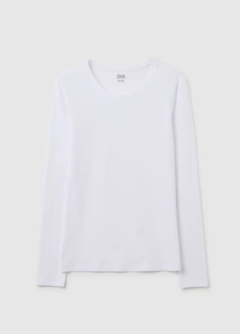 OVS, Maglia Bianca Elasticizzata A Maniche Lunghe, Donna, Bianco