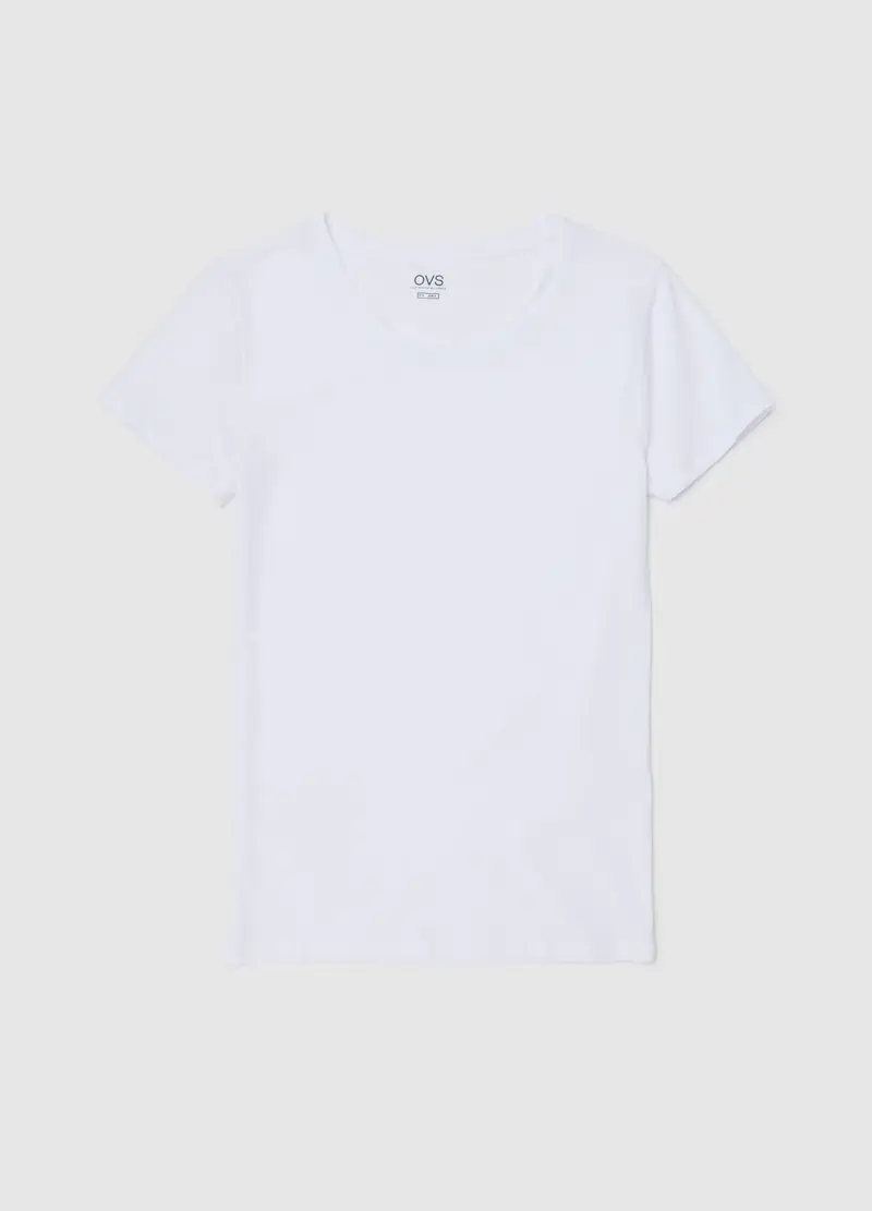 OVS , Maglia Bianca In Cotone Elasticizzato Vestibilità Regular, Donna, Bianco
