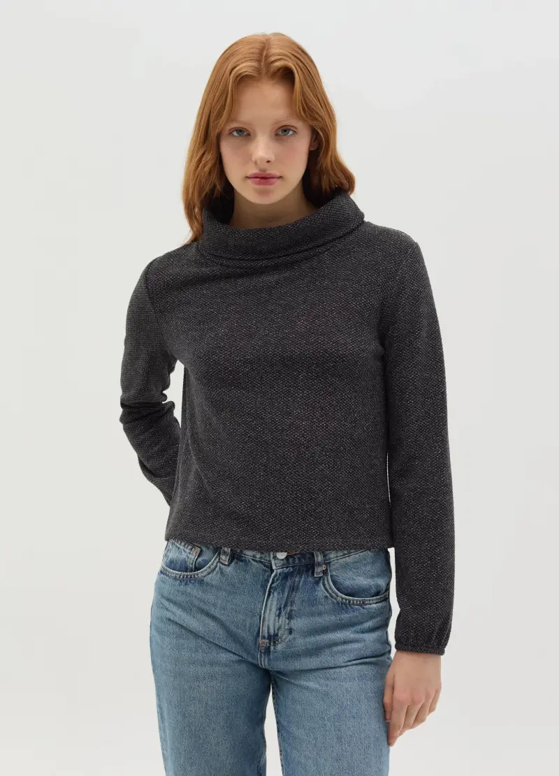 OVS, Maglia Bicolore In Lurex Collo Ad Anello, Donna, Grigio miniatura 2