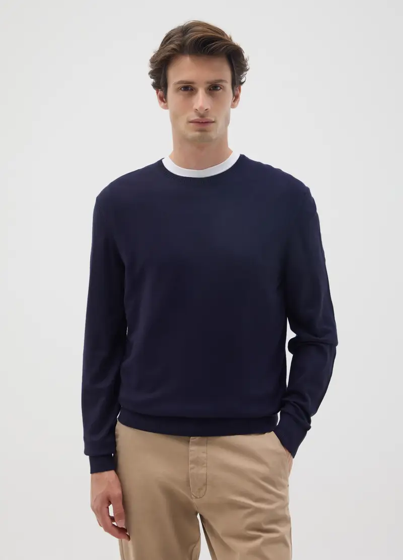 OVS, Maglia Blu Con Girocollo Regular Fit, Uomo, Blu