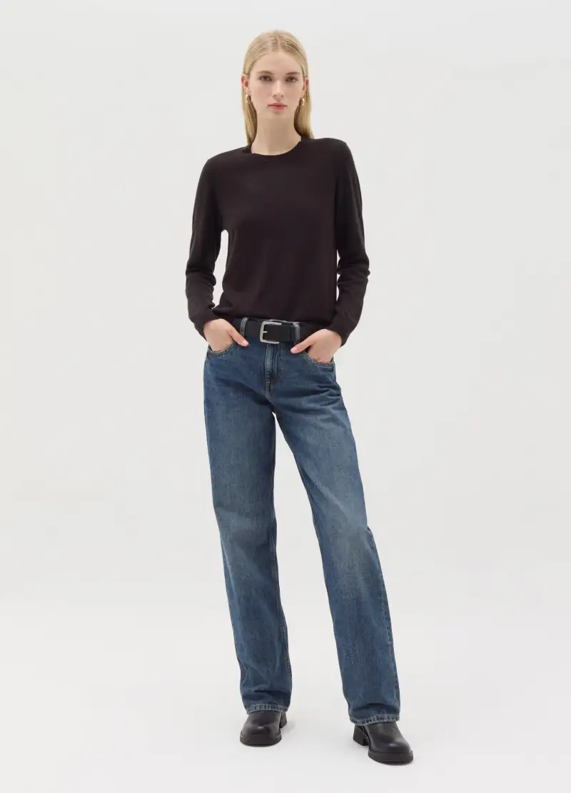 OVS , Maglia Girocollo A Maniche Lunghe, Donna, Nero