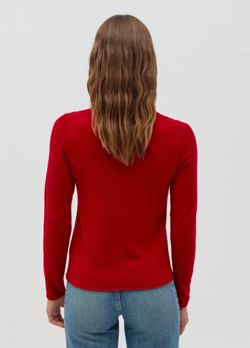 OVS, Maglia Girocollo Con Piccolo Risvolto, Donna, Rosso miniatura 3