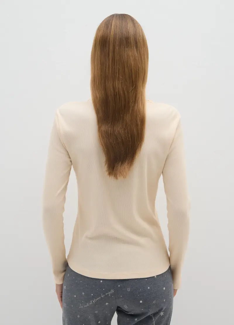 OVS, Maglia In Puro Cotone Beige Regular Fit, Donna, Beige miniatura 3