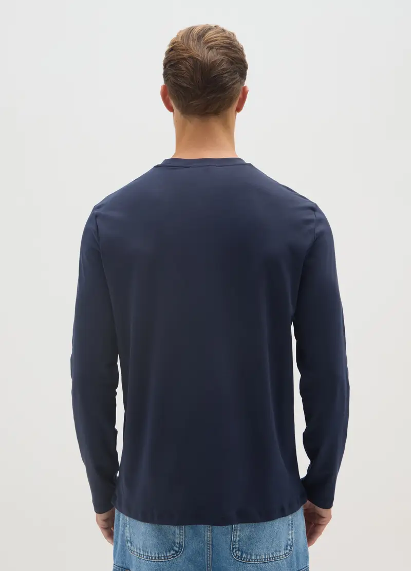 OVS, Maglia In Puro Cotone Blu Regular Fit, Uomo, Blu miniatura 3