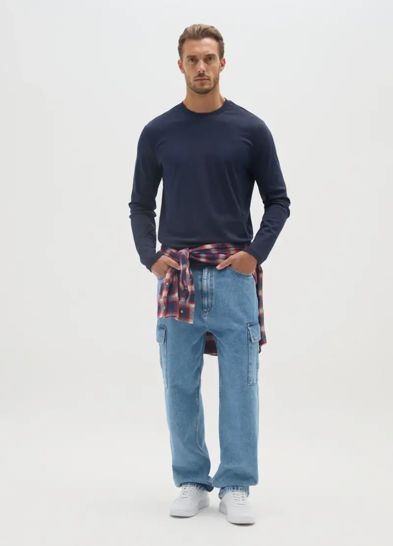 OVS , Maglia In Puro Cotone Blu Regular Fit, Uomo, Blu