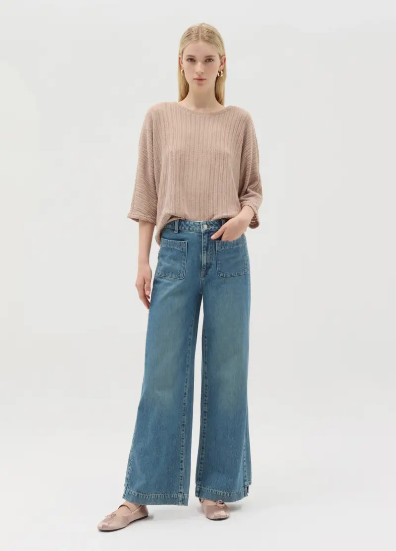 OVS, Maglia Lavorata Con Maniche A Kimono, Donna, Beige miniatura 2