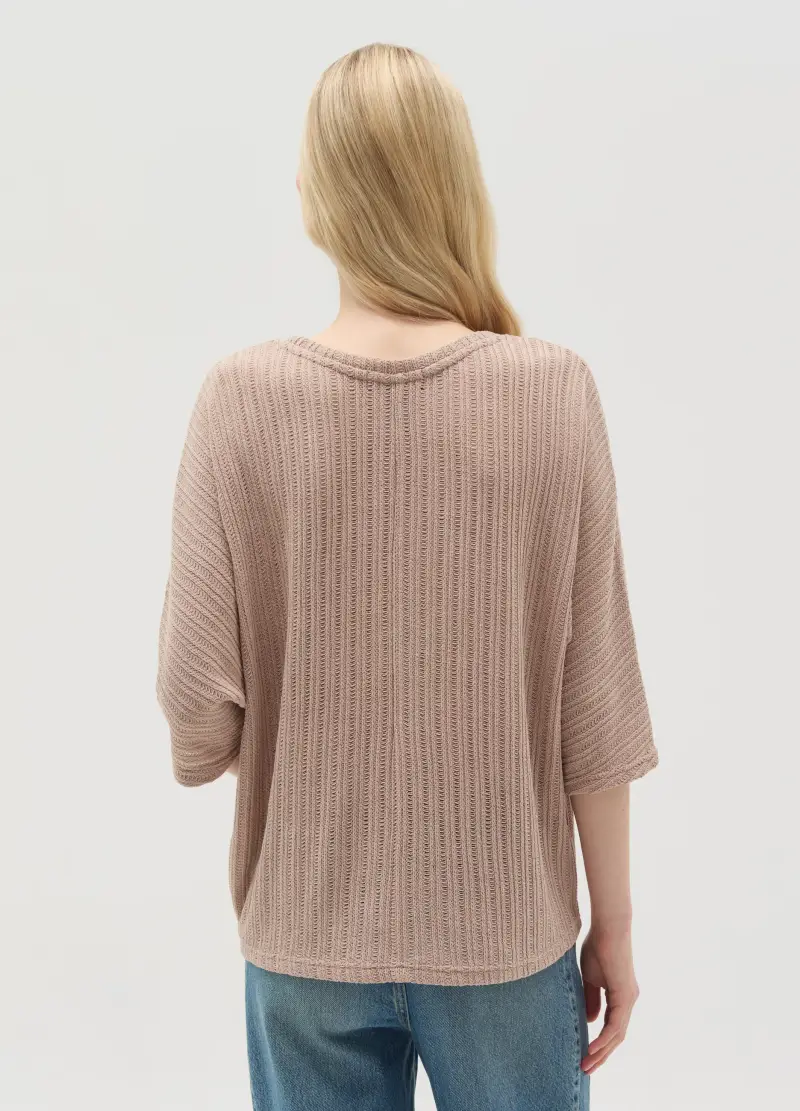 OVS, Maglia Lavorata Con Maniche A Kimono, Donna, Beige miniatura 3