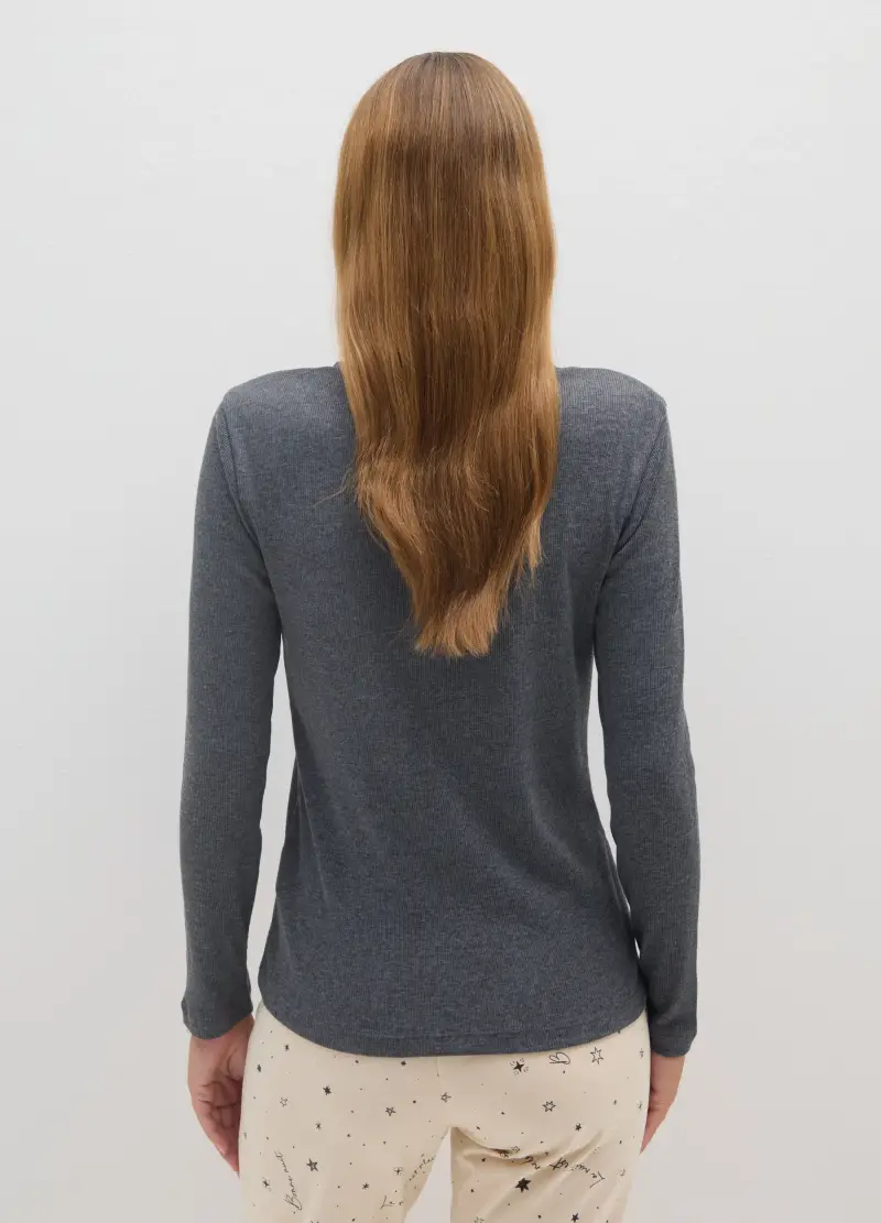 OVS, Maglia Pigiama In Puro Cotone Grigia Regular Fit, Donna, Grigio miniatura 3