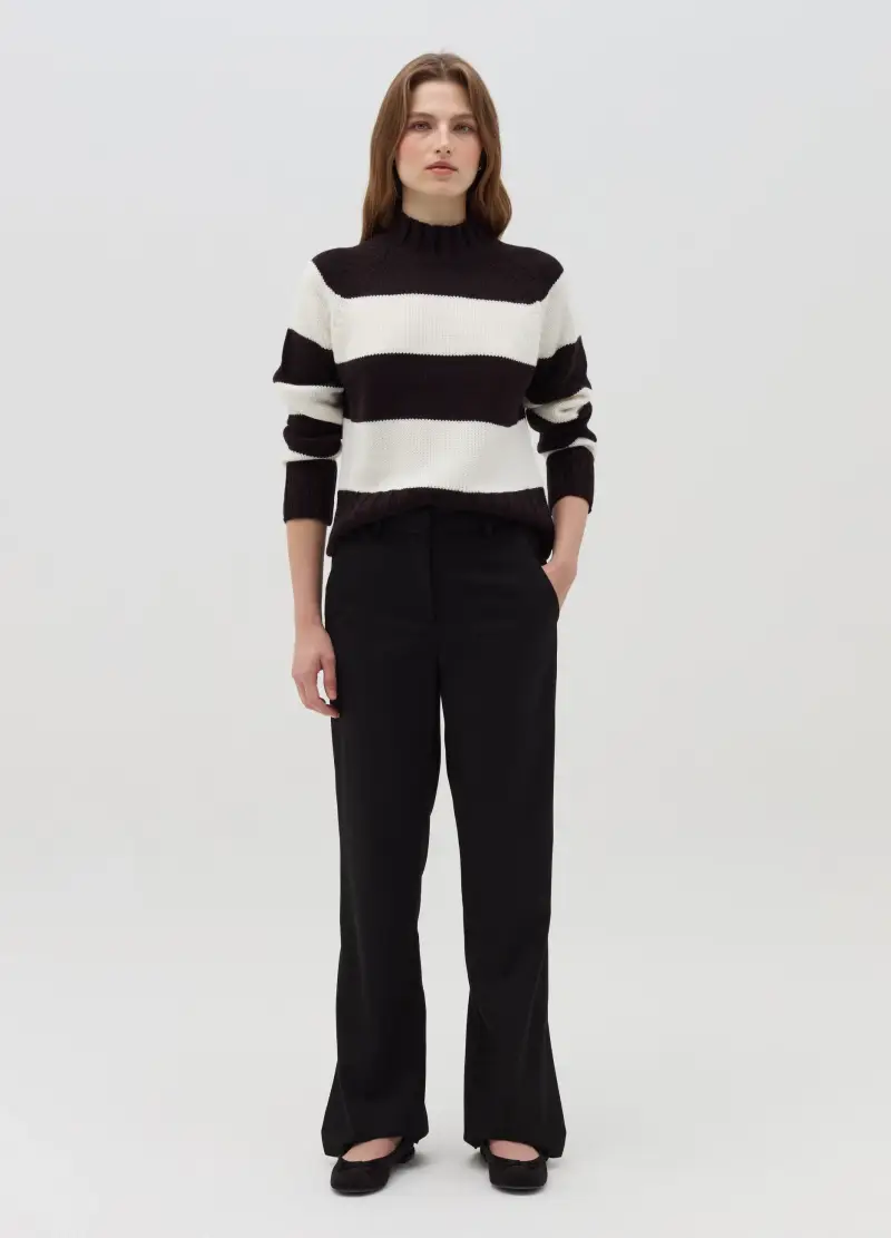 OVS, Maglia Tricot A Righe Mock Neck, Donna, Multicolor miniatura 2