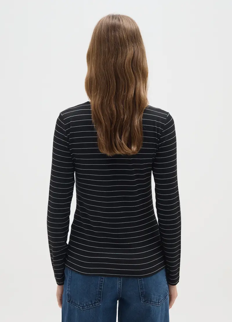 OVS, Maglietta A Maniche Lunghe Nera A Righe Grigie Regular Fit, Donna, Multicolor miniatura 3