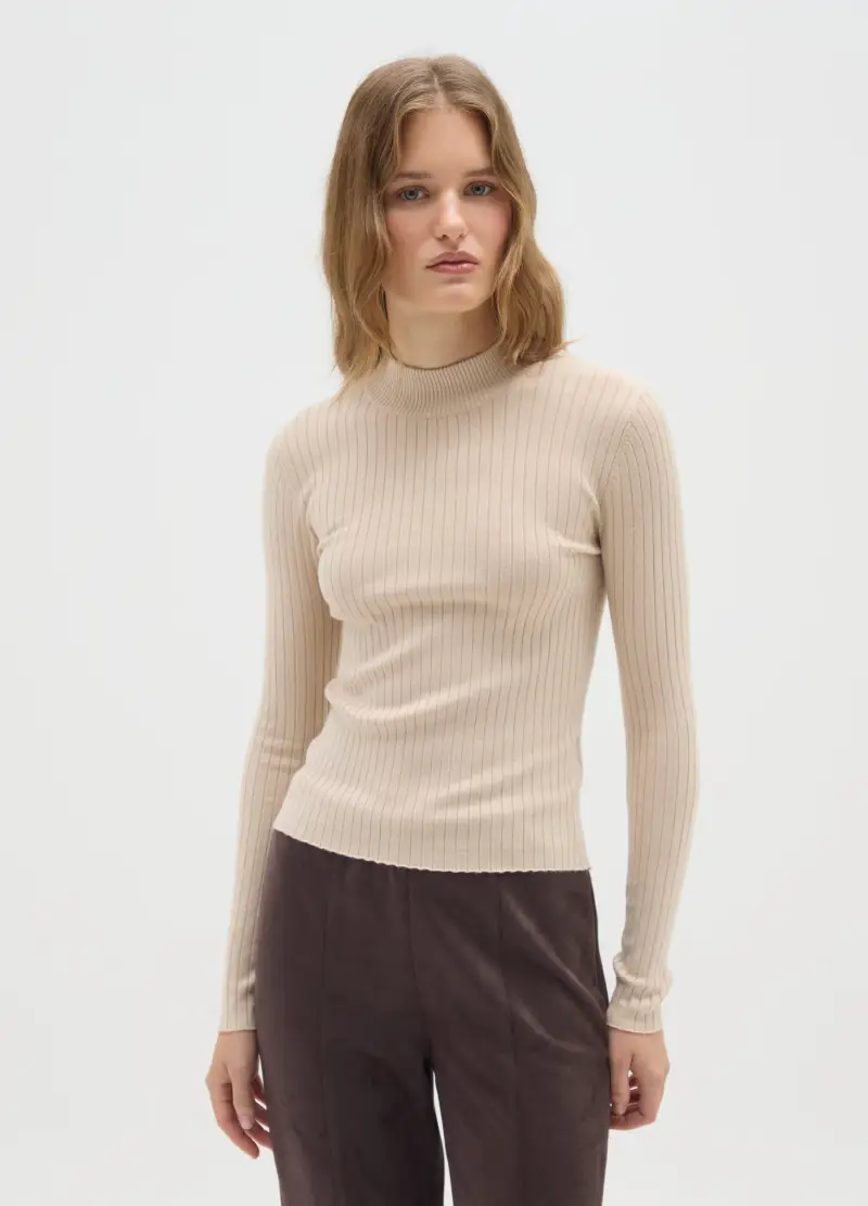 OVS , Maglione Beige Fitted A Collo Alto, Donna, Beige