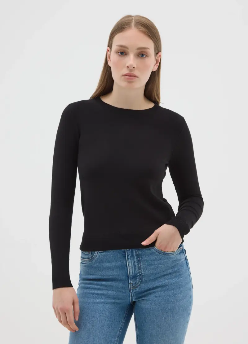 OVS , Maglione Nero Vestibilità Fitted, Donna, Nero