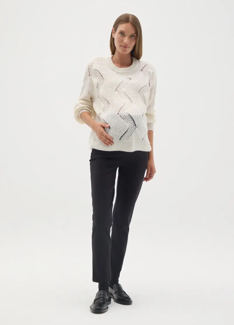 OVS, Maglione Premaman Beige Con Motivo Traforato, Donna, Beige miniatura 2